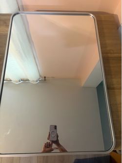 Modern Silver Framed Wall Mirror – Large Rectangular Mirro