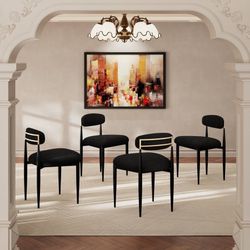 Boucle Armless Dining Chairs (Set of 4) - Black