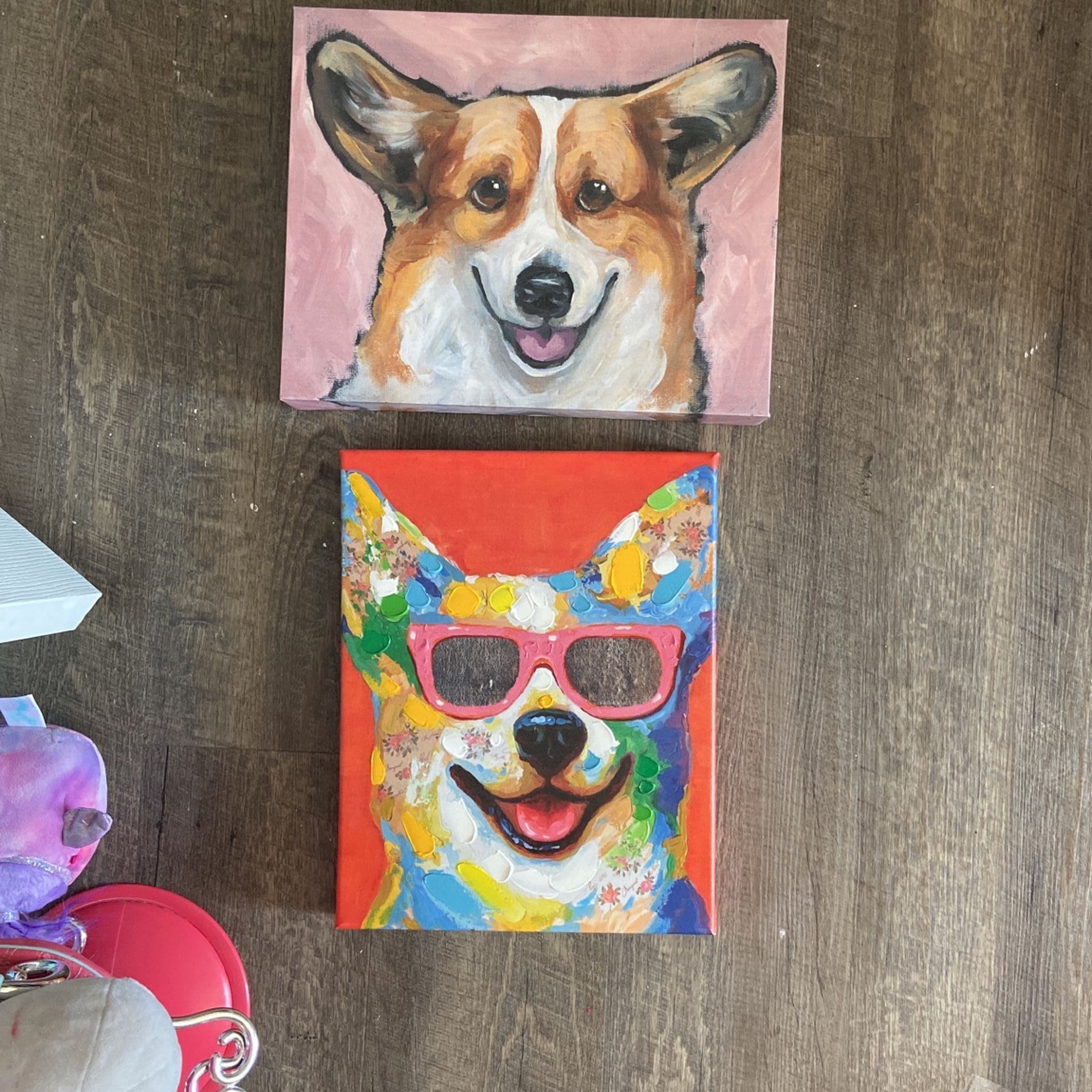 2 Corgi Wrapped Canvas 