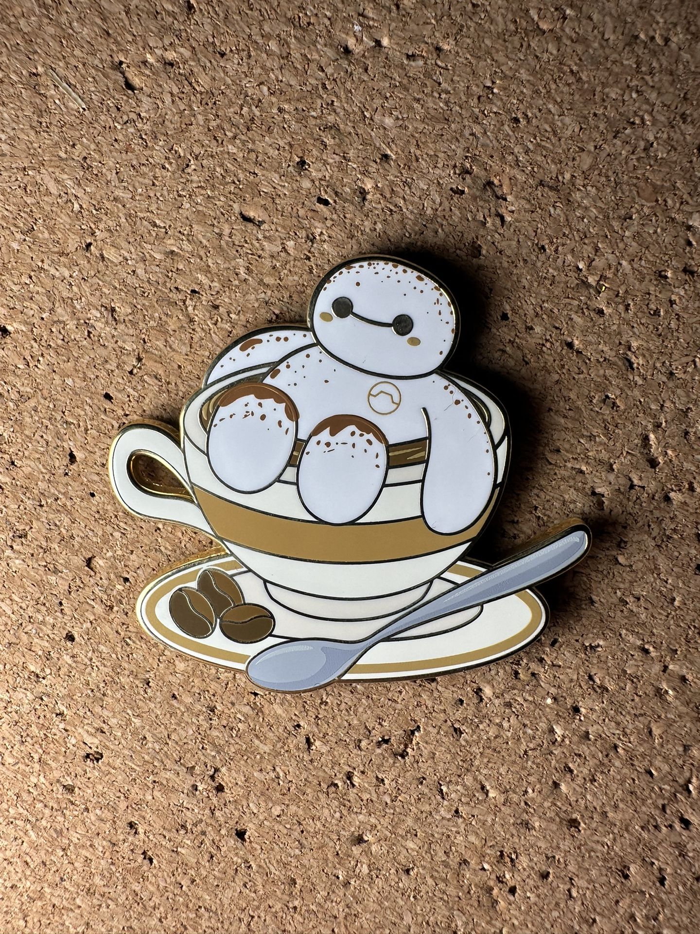 Baymax Coffee Foam Latte Art Lucky Cat Cafe Pixar Big Hero 6 Fantasy Disney Pin