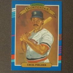 1990 Donruss Leaf Cecil Fielder Detroit Tigers #3 Diamond Kings Baseball Card Vintage Collectible Sports MLB