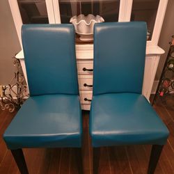 Peacock Blue Faux Leather Dining Chairs