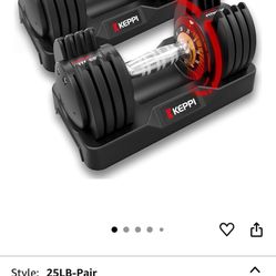 Keppi 25lb Adjustable Dumbbells - Pair, Unopened 