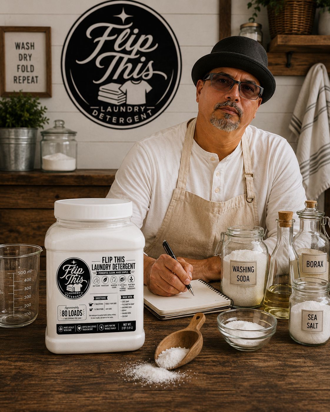 Flip This Laundry Detergent Powder 2 Qt Approx. 80 Loads Handmade Laundry Soap Blend
Powerful homemade laundry detergent powder made with a carefully