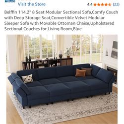 Navy Blue Velvet. Sectional
