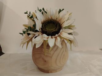 Artificial Sunflower Arrangement Wooden Container 4 Flowers