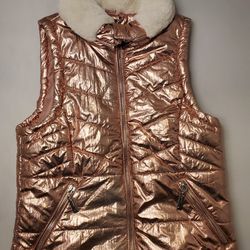 Girls Metallic Pink Puffer Vest