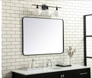 Elegant Lighting Formiae 30" W x 40" H Contemporary Rectangular Framed Bathroom Wall Mirror
