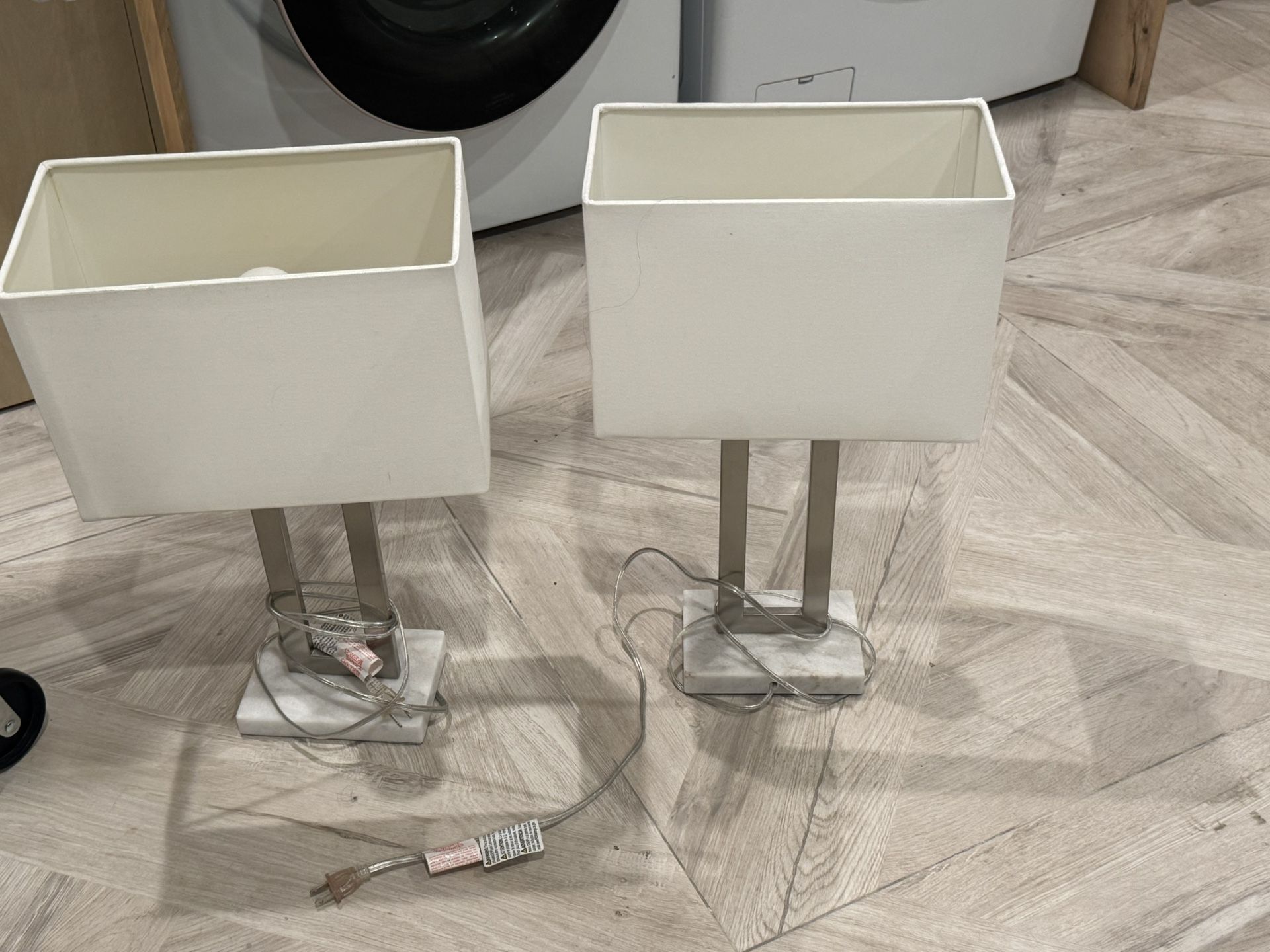 Set Of Lamps. Metal And Marble Base.