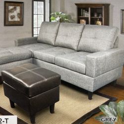 New Grey Microfiber &Faux Leather Combination Sofa