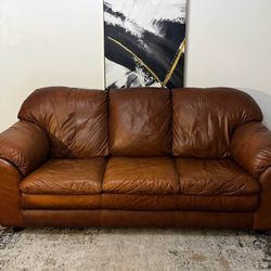 Brown Genuine Leather 3-Seater Sofa
