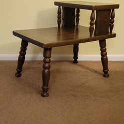 1970s Tanners 2 Tier Wooden End Table