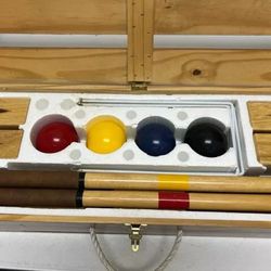Vintage Old School Sports Gold Edition Croquet Set Great Condition