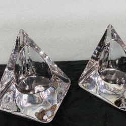 Nybro Sweden Pyramid Glass Contemporary Pillar Candle Holder