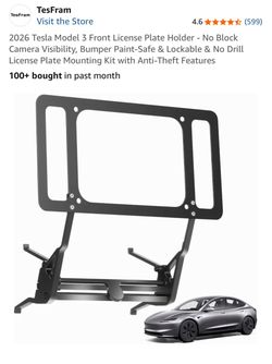 (New) TesFram 2026 Tesla Model 3 Front License Plate Holder