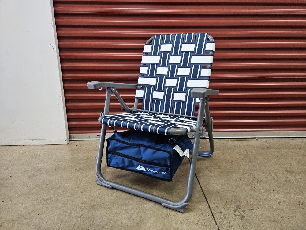 Ozark Trail Folding Web Chair with Cooler- Blue
