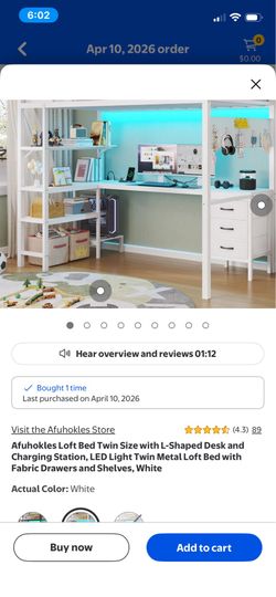 Loft bed twin size with desk