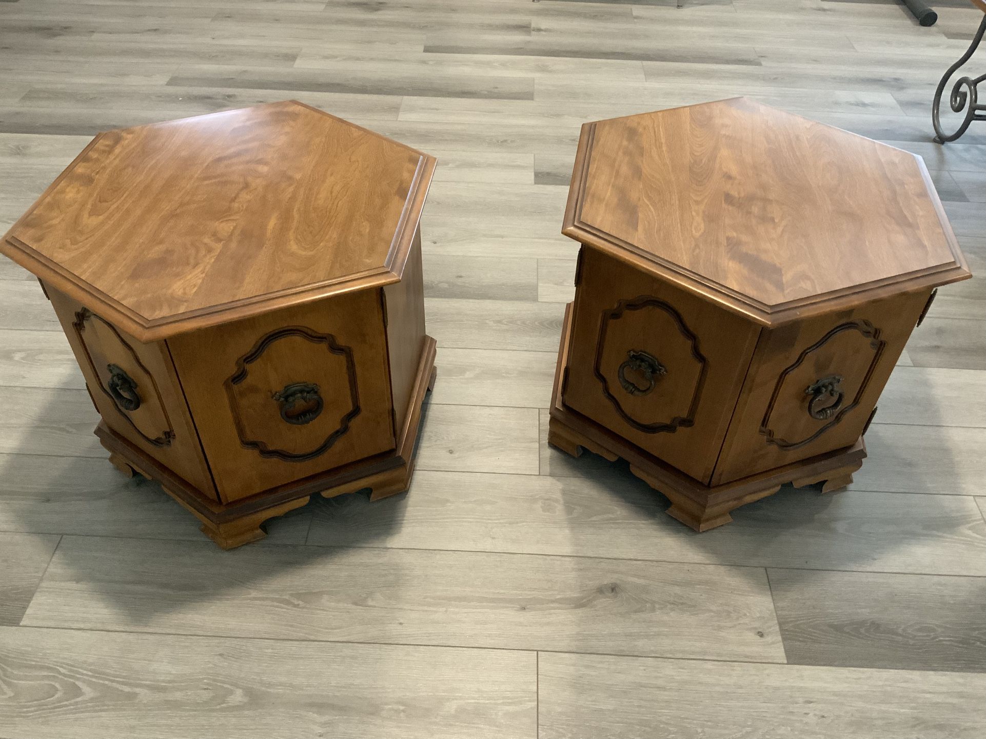 2 Real Wood End Table Cabinets