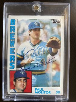 Brewers autograph baseball card Paul molitor signed