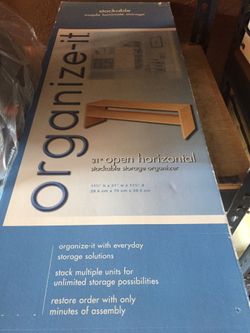 Brand new organize it stackable maple laminate storage 31 inch open horizontal stackable storage organizer 11 5/8 inch height X 31 inch with X 11 5/