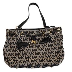 Michael Kors Jet Set Purse Tassel Bag Canvas Signature Print