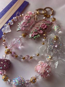 Handmade Butterfly Beaded Keychain / Purse Charm
