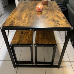 Farmhouse Dining Table With Benches 