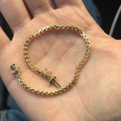 Diamond Tennis Bracelet Round-cut 10K Yellow Gold 7"