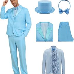 Harry And Lloyd Mens Custome Dumber Orange Dumb Blue 80s90s Movie Tuxedo Top Hat Bow Tie Halloween Cosplay Outfit