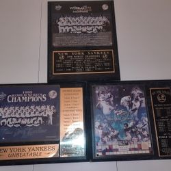New York Yankees World Series Plaques. 1998, 1999, And 2000 Subway Series.