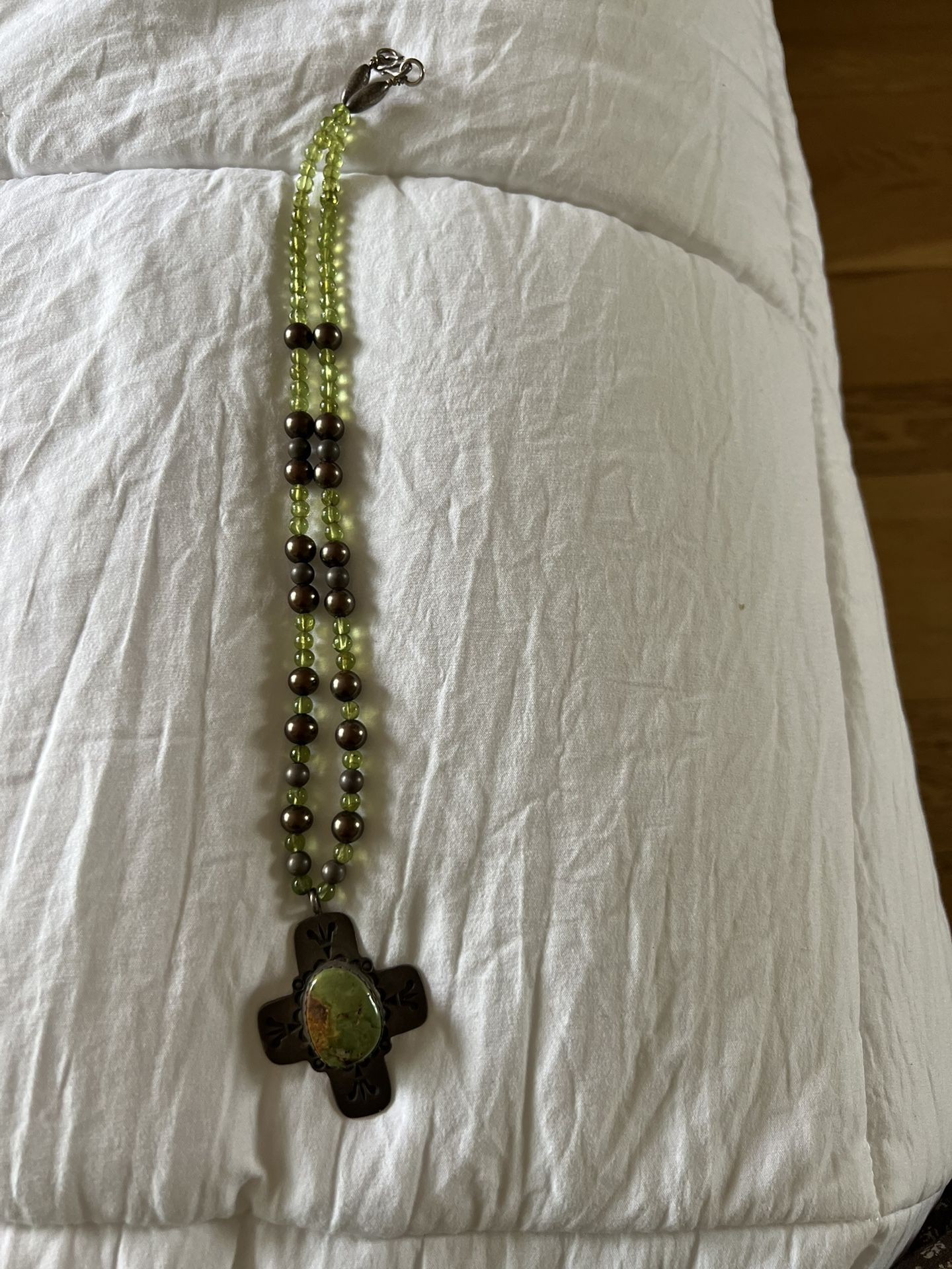 Necklace, Sterling Silver and Green Turquoise, $25