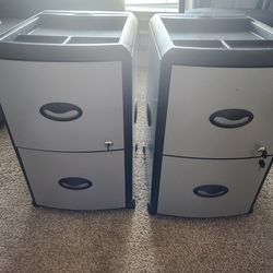 Two 2-Drawer Mobile Vertical File Cabinets