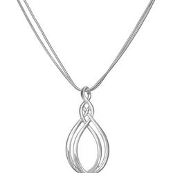 Napier Silver Tone Laces Pendant Necklace