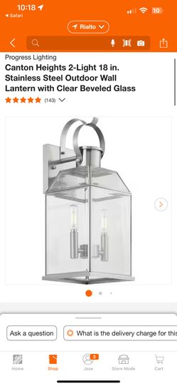 Progress Lighting Canton Heights 2-Light 18 in. Stainless Steel Outdoor Wall Lantern with Clear Beve