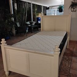White Twin Bed Frame w Mattress Included