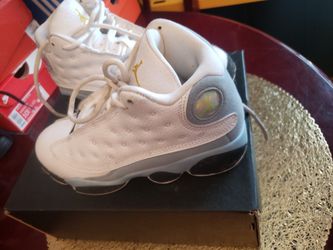 Kids Jordan 13 Retro White Blue Grey Shoes
