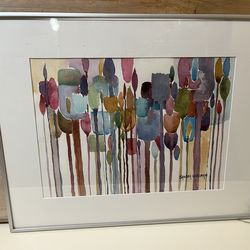 Sandra Goldman botanical abstract print framed 20x16 framed