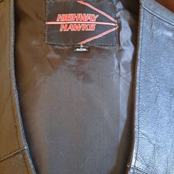 Men's Black Leather Motorcycle  Vest