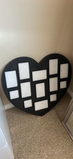 Black heart shaped collage picture frame