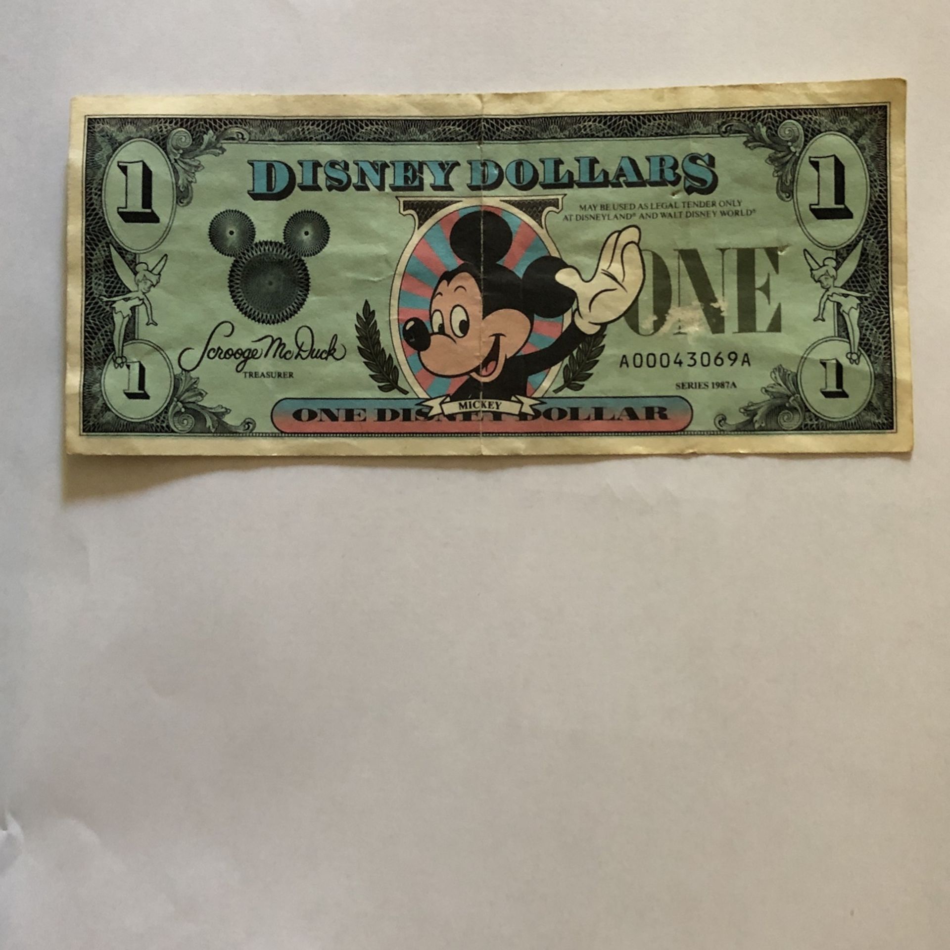 Official Disney Dollar First Edition 1987