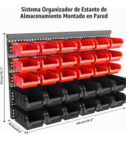 Wall-Mounted Storage Bin Organizer System