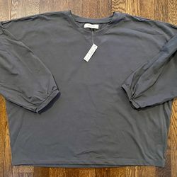 NEW Madewell Women’s XS Drop Shoulder Bubble 3/4 Sleeve Gray