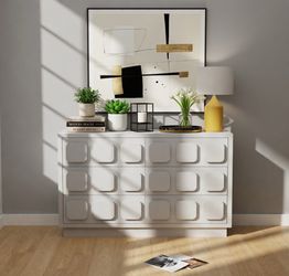 6 Drawer Dresser 47" Wide Chest of Drawers - White