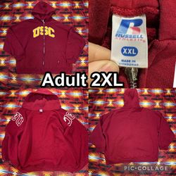 Vintage USC Trojans Russell Athletic Y2K Hoodie Adult 2XL Embroidered Full Zip