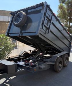 Scissor lift dump trailer in stock