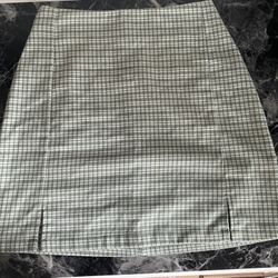Green And White Plaid Skirt