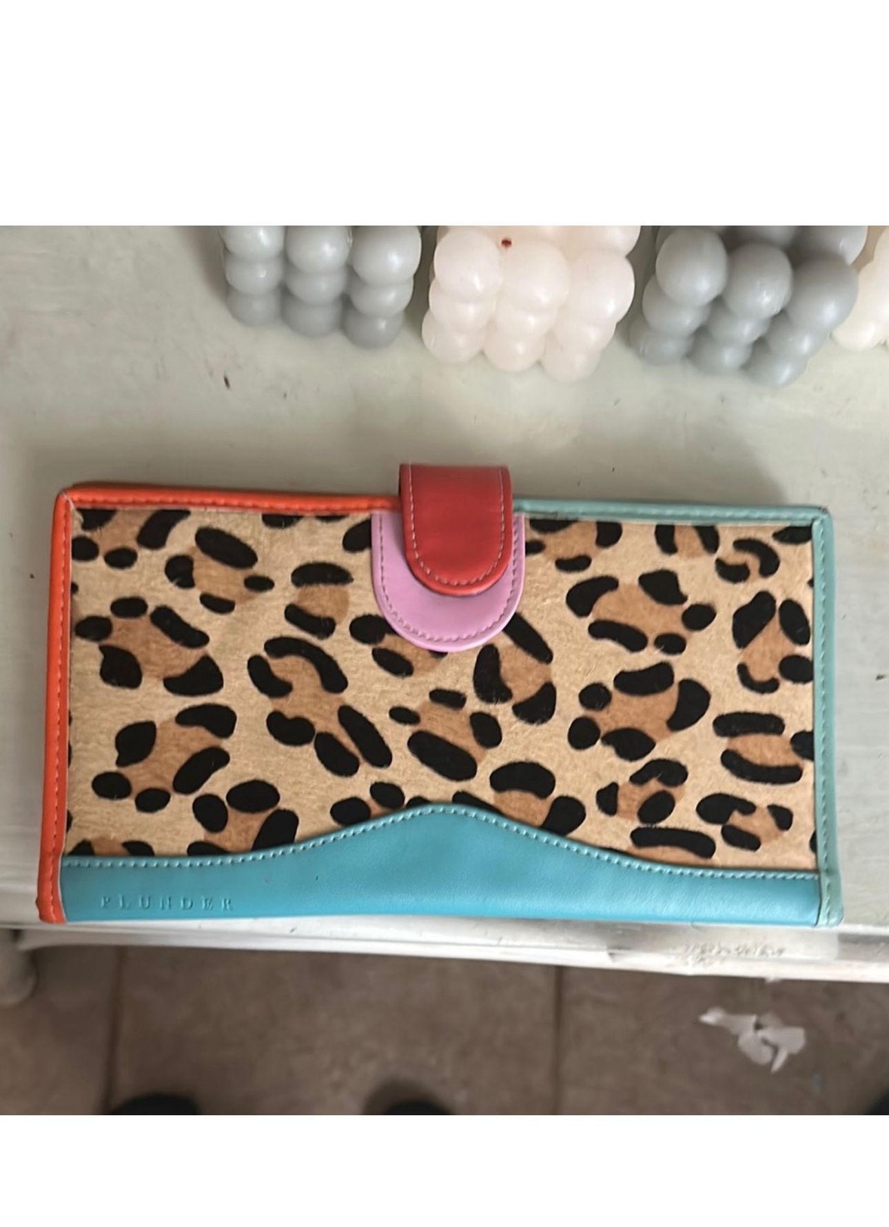 Plunder Leopard Print Wallet with Multicolor Accents