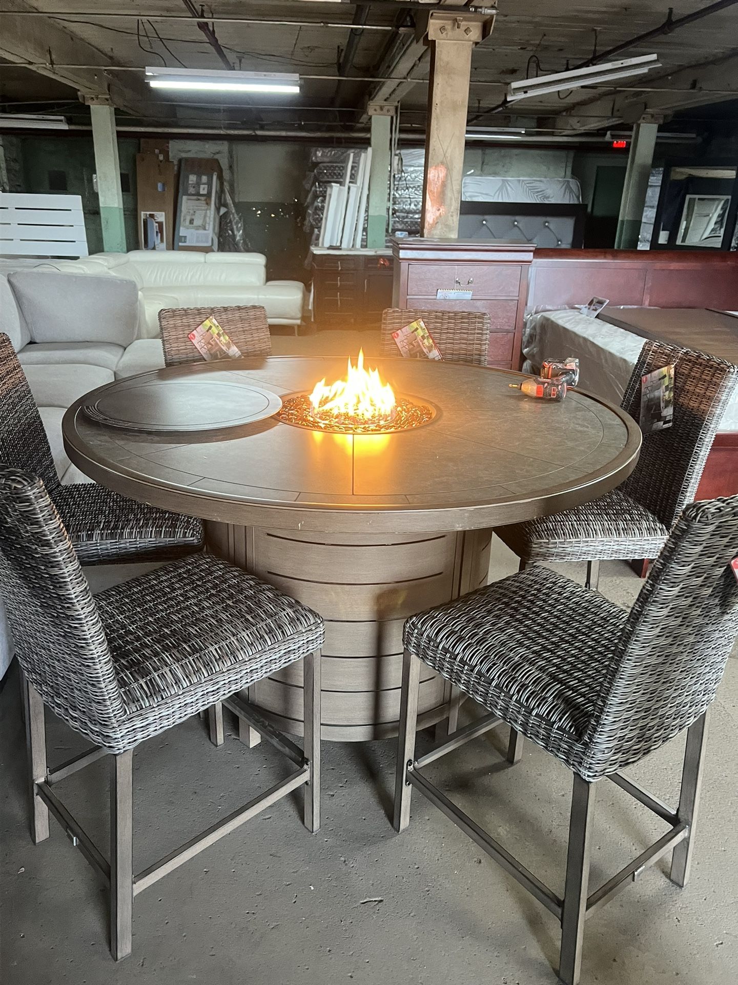 7pc Woven High Dining Fire Set 