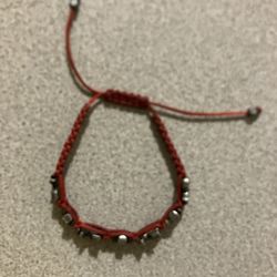 Red Braided Bracelet with Silver Accents