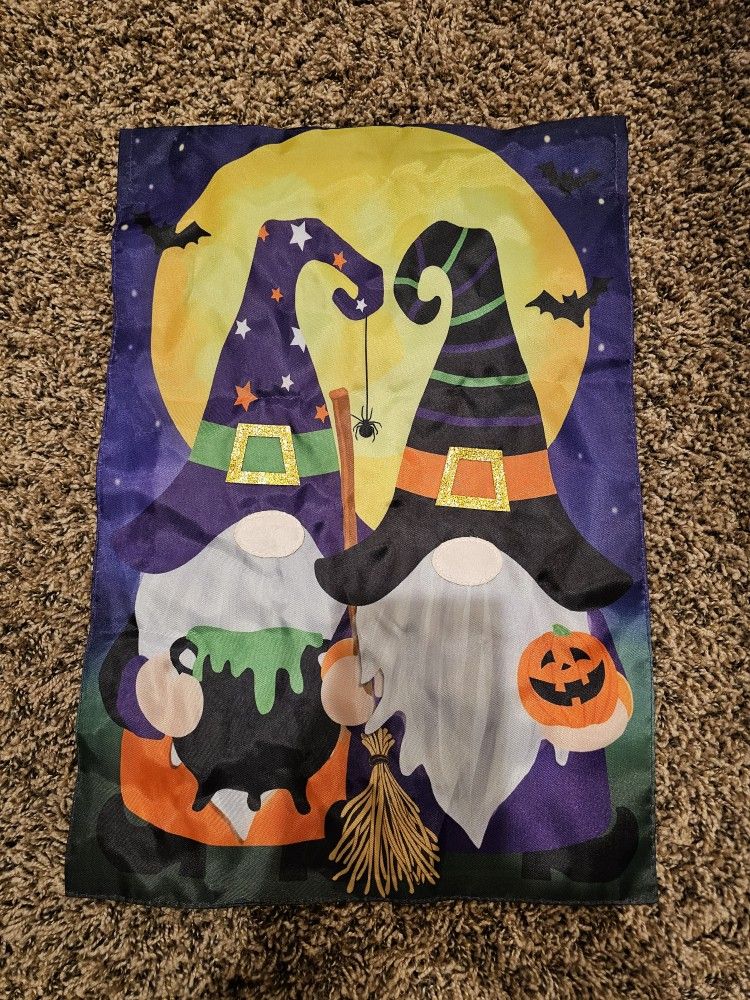 Meadow Creek Fall Outdoor Garden Flag featuring Halloween Gnomes